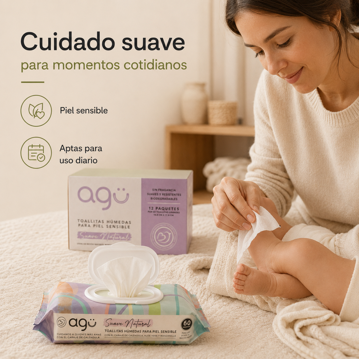 Colección  Arcoíris 12 Paquetes de 60 Toallitas Húmedas (720 Toallitas)